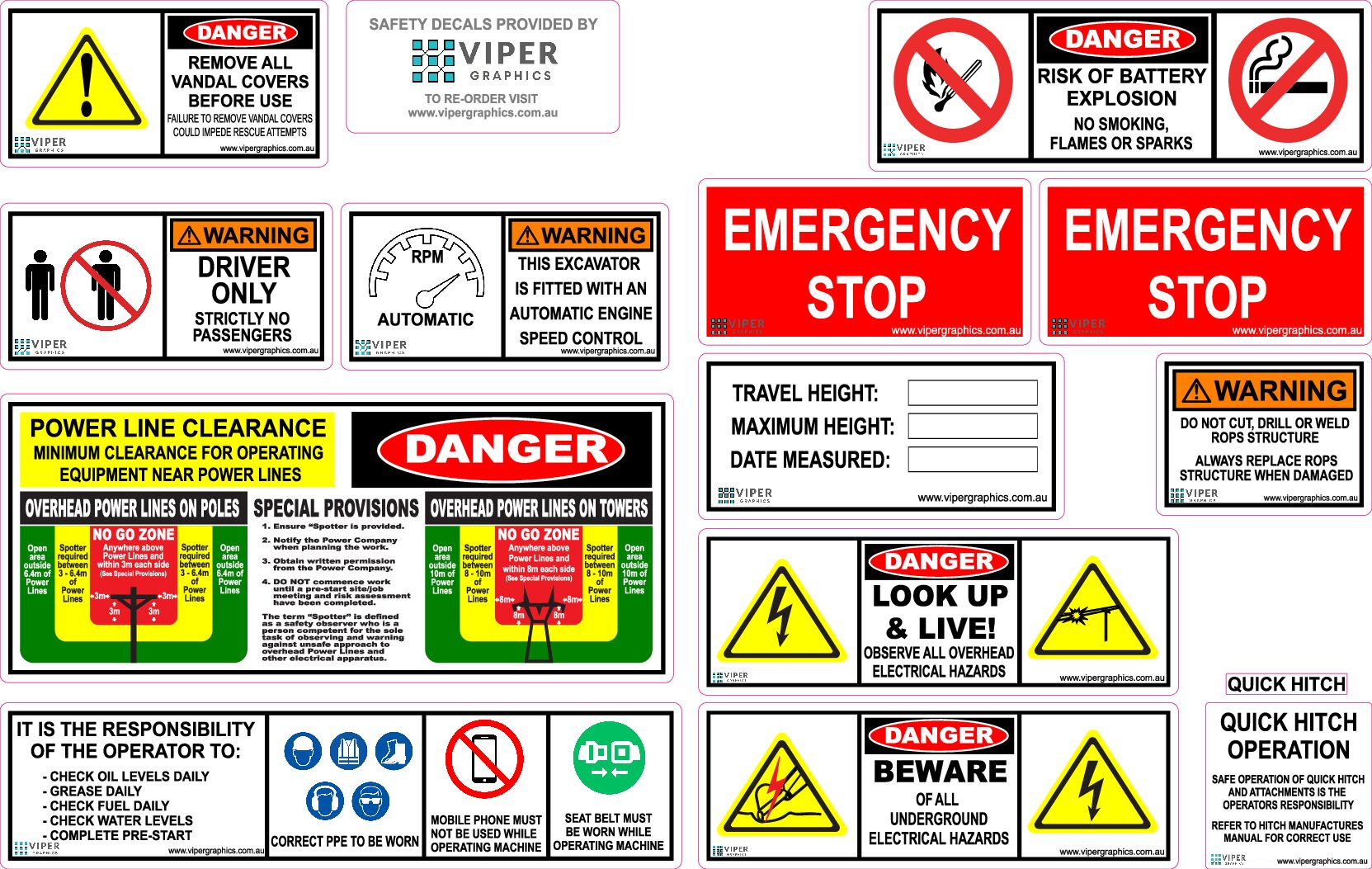 Tip Truck (Single Axle) Safety Decal Kit